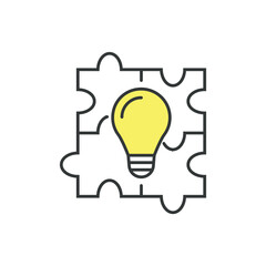 Lightbulb icon vector illustration. Bulb with puzzle on isolated background. Jigsaw sign concept.