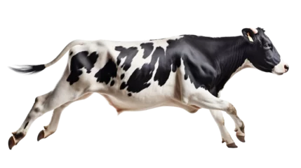 Rolgordijnen Transparent cow isolated on white. Jumping cow. Spotted cow. Farm animals. Cow, standing full-length in front of transparent background. ©  Mohammad Xte