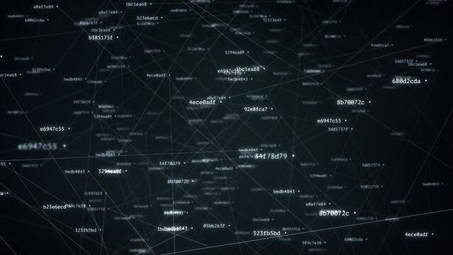 Global digital word, symbol of cloud technology in modern digital world with random hash codes and other digital noise around, 4K tech background