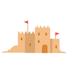 Summer Vacation Sand Castle Beach Activity Hand Drawn Illustration Doodle