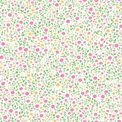 Colored seamless pattern of flowers. AI generated.