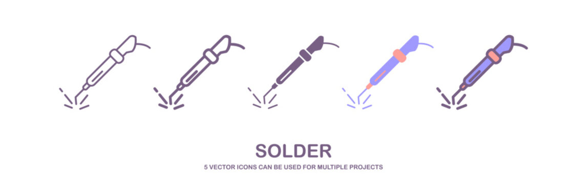 soldering icon vector line style. tool icon outline. isolated on white background. solder icon illustration vector isolated on white background.
