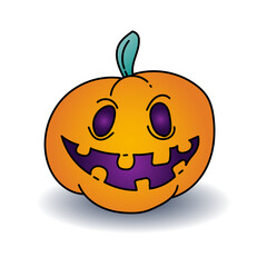 Halloween pumpkin. Halloween Scary pumpkin hand drawn style. Vector cartoon Illustration.