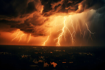 Fototapeta na wymiar A storm and a lightning. Power of nature 