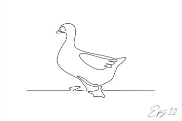 duck continuous line vector illustration