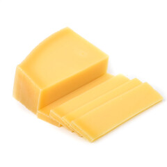 Cheese Emmentaler 45% fat. Margot Fromages, Switzerland on a white background