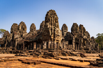 Ancient Khmer temple ruins. Bayon Buddhist temple. Angkor. Cambodia