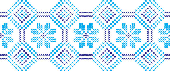 embroidered cross-stitch ornament national pattern Ukrainian Slavic. - obrazy, fototapety, plakaty