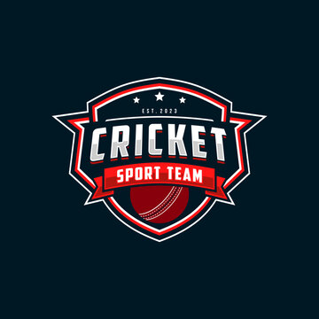 Cricket logo sport team, competition badge and label, vector illustration