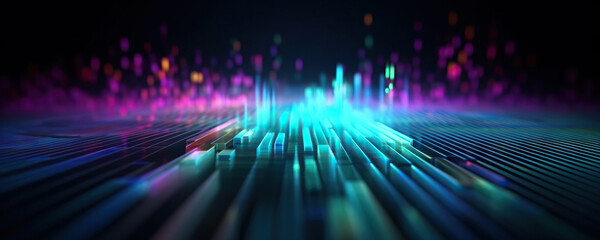 Abstract digital background. Ideal for technological processes, neural networks and AI, digital storages, sound and graphic forms, science, education, etc.