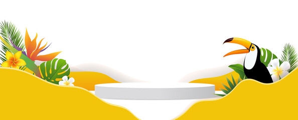 Summer Banner Border With Tropica lPalm Tree