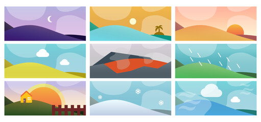 VECTOR illustrations locations and weather seasons
