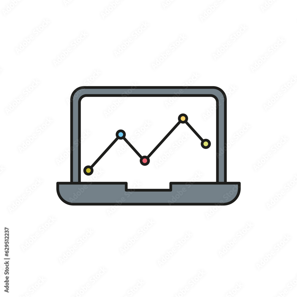 Poster analysis, statistics line icon. chart, report and service signs. data and presentation symbol.