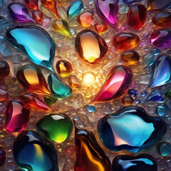 Vibrant glass background. Colorful glass pattern. A scattering of multicolored glass crystals. Beautiful abstract wallpaper.