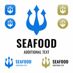 Seafood logo for a cafe or restaurant with the image of a trident - 629513685