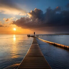 Obraz premium sunset on the pier ai generated