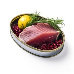 Tuna isolated on white background. Generative AI