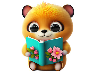 Little animal holding book