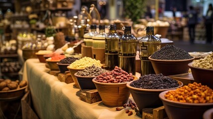 Fototapeta premium colored spices, gourmet delicacies on the market. Generative AI