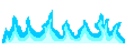 Clip art of pixel art blue flame