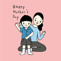 Happy mother day, mom and kid