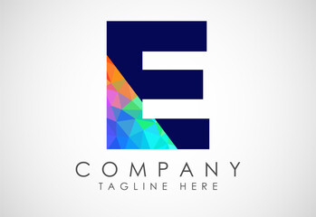 Creative English E alphabet low poly style