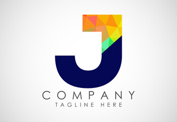 Creative English J alphabet low poly style