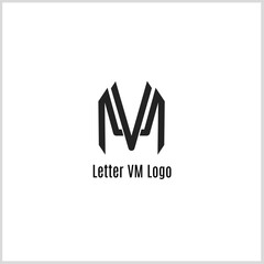 Letter VM monogram logo template. Black color. Vector Illustration for Icon, Symbol, Logo etc