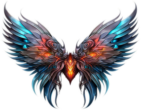Transparent, isolated wings graphic. Generated by Midjourney AI (vers. 5.2)