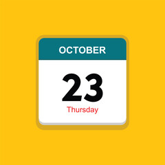 thursday 23 october icon with yellow background, calender icon