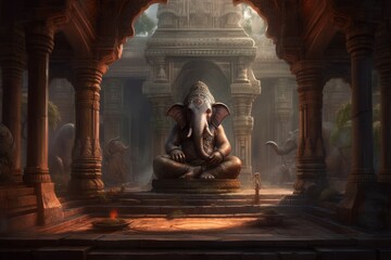 Ganesha altar temple. Generate Ai