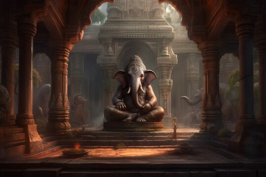 Ganesha altar temple. Generate Ai