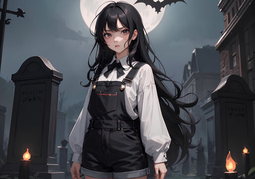 墓地と少女