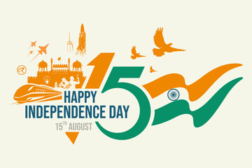 15 august, Happy Independence day wishes, greetings, India, Independence day poster, post, social media post, banner, ads, with Indian cultures, India flag, theme, background, backdrop printable