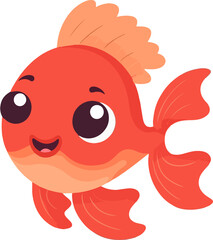 Cute fish cartoon flat style illustration. Generative AI