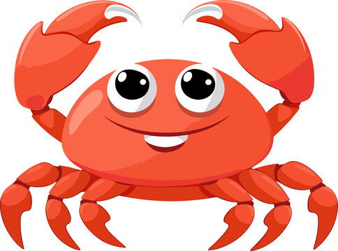 cute crab cartoon  flat style illustration.  Generative AI
