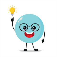 Cute smart bubble character. Funny foam got inspiration idea cartoon emoticon in flat style. bubble emoji vector illustration