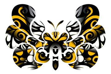 Beautiful colourful butterfly design with gradient flower leaf art pattern of indonesian culture traditional batik texture 