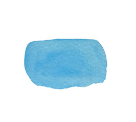 blue watercolor stain on transparent background for prints. texture of watercolor paper with spread and brushstroke. Abstract hand drawn paint elements for highlighting, scrapbooking, Graphic design