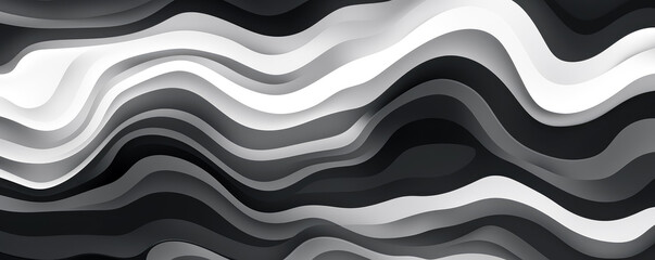 Black and white pattern of wavy shapes, in the style of free brushwork, abstract minimalism appreciator, brush strokes. 