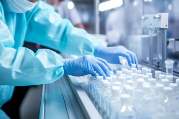 Hand sanitary medical vials bottles. Generate Ai