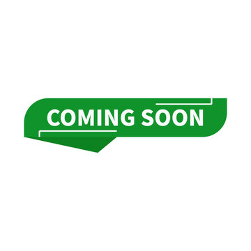 Coming Soon In Green Rectangle Ribbon Shape With White Line For Announcement
