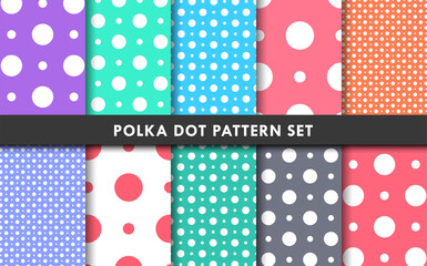 Colorful Polka Dot Unique Style Pattern Background Set Vector Illustration