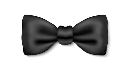 Realistic Bow Tie Shiny Black Isolated Vector Illustration