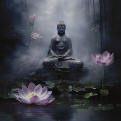 water lily in the lotus position