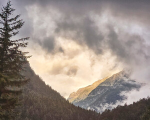 Sunrise in the Austrian Alpine Mountains