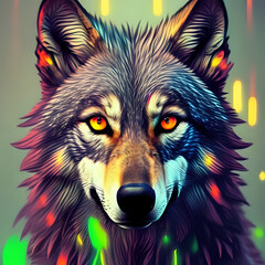Wolf With Colorful Fur