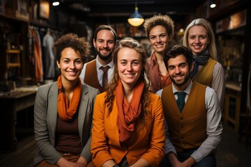 Fototapeta premium Portrait of a group of professionals in a great workteam, generative ai