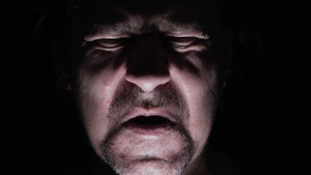 Man portrait with scary face Halloween emotions angry person