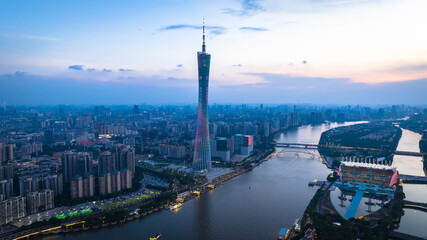 Guangzhou ,China - July 26,2023: Aerial view of landscape in Guangzhou city, China